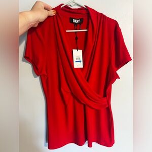 NWT Red DKNY Blouse